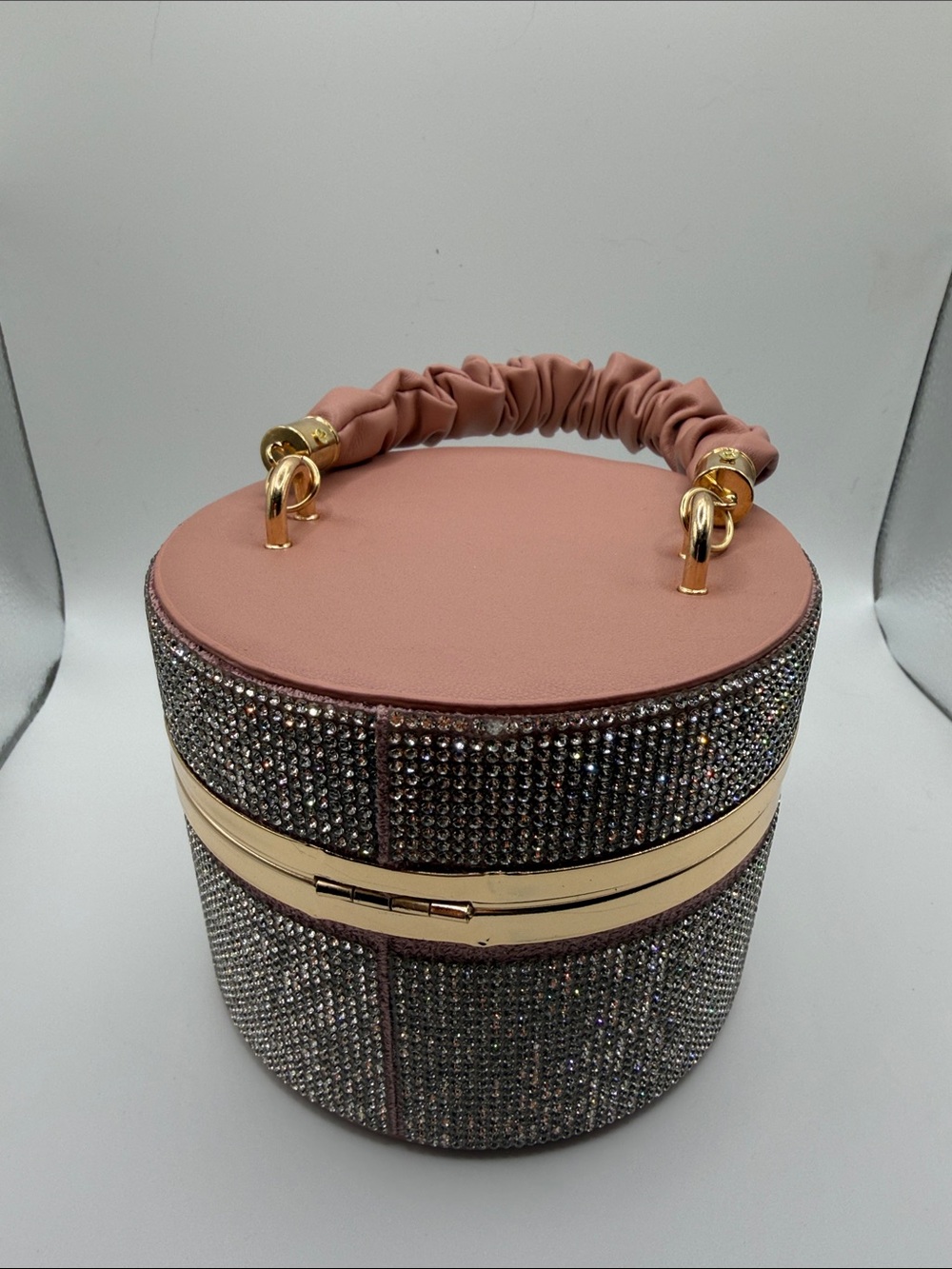 Round Rhinestone Box Handbag in Blush Pink - Picture 3 of 7